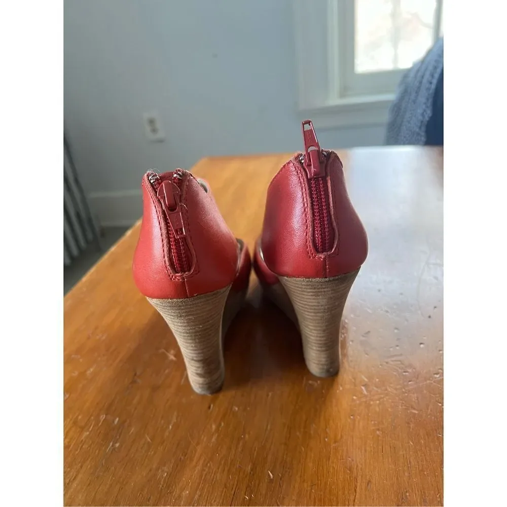Seychelles red leather wedge shoes 6